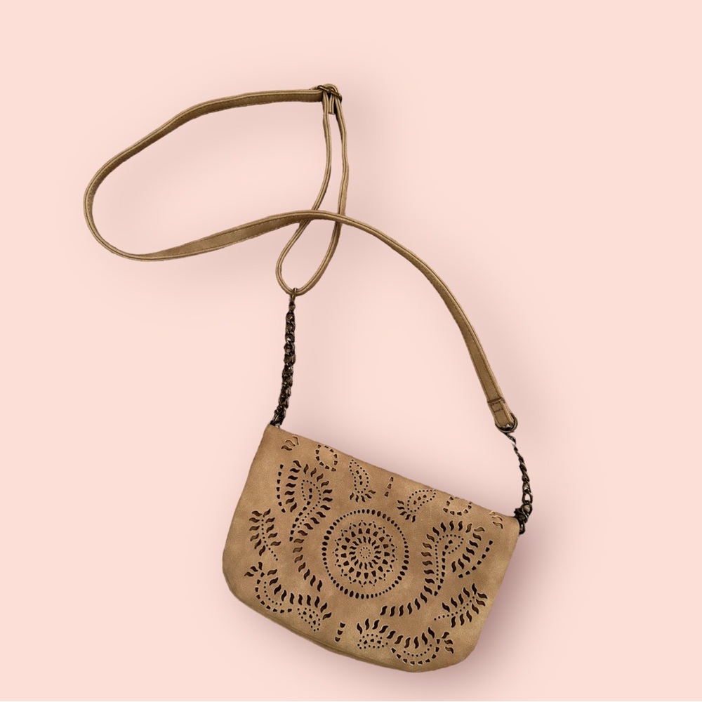 2 for $10! Beautiful beige bohemian mini crossbody purse with so many pockets